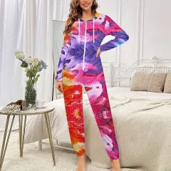 One-Piece Zip-Up Hooded Loungewear thumbnail 1