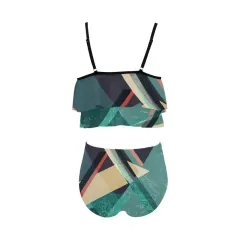 High Waisted Double Ruffle Bikini Set(ModelS34) thumbnail 4