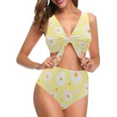 Chest Bowknot High Waisted Bikini Swimsuit (ModelS33) thumbnail 1