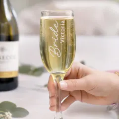 Personalised Bride Elegant Flute Glass, Custom Name Wedding Champagne Toast Keepsake thumbnail 3