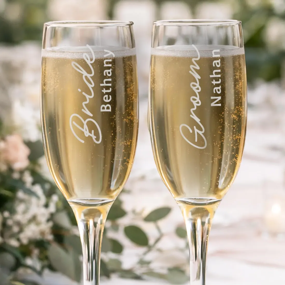 Personalised Bride Elegant Flute Glass, Custom Name Wedding Champagne Toast Keepsake — photo 4