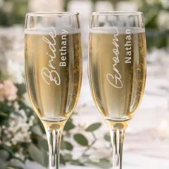 Personalised Bride Elegant Flute Glass, Custom Name Wedding Champagne Toast Keepsake thumbnail 4