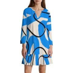 Women's Long-Sleeve V-Neck Ruffle Mini Dress thumbnail 1