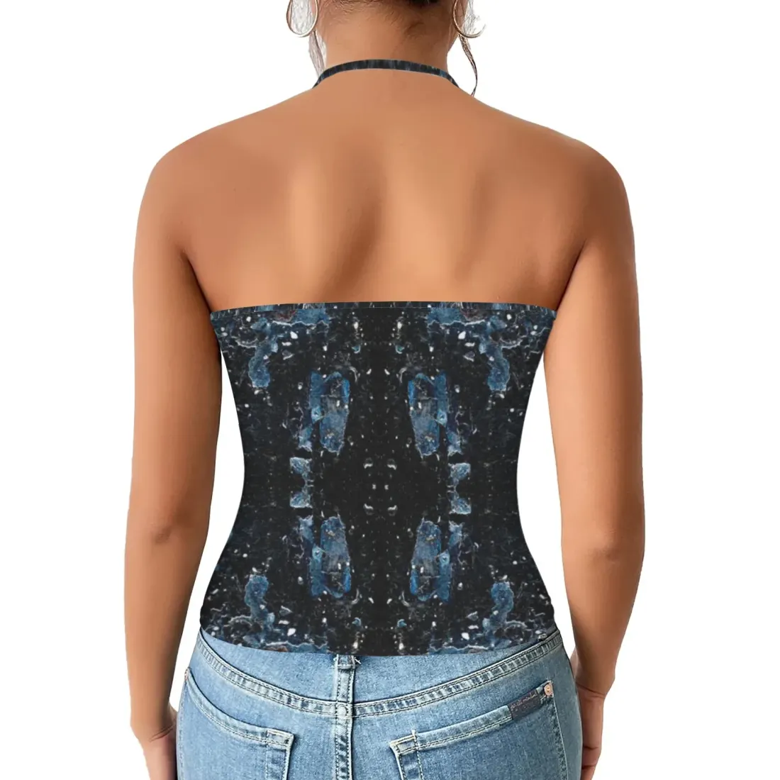 Custom V-neck Halter Open Back Tank Top(Model T83) — photo 3