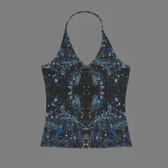 Custom V-neck Halter Open Back Tank Top(Model T83) thumbnail 4