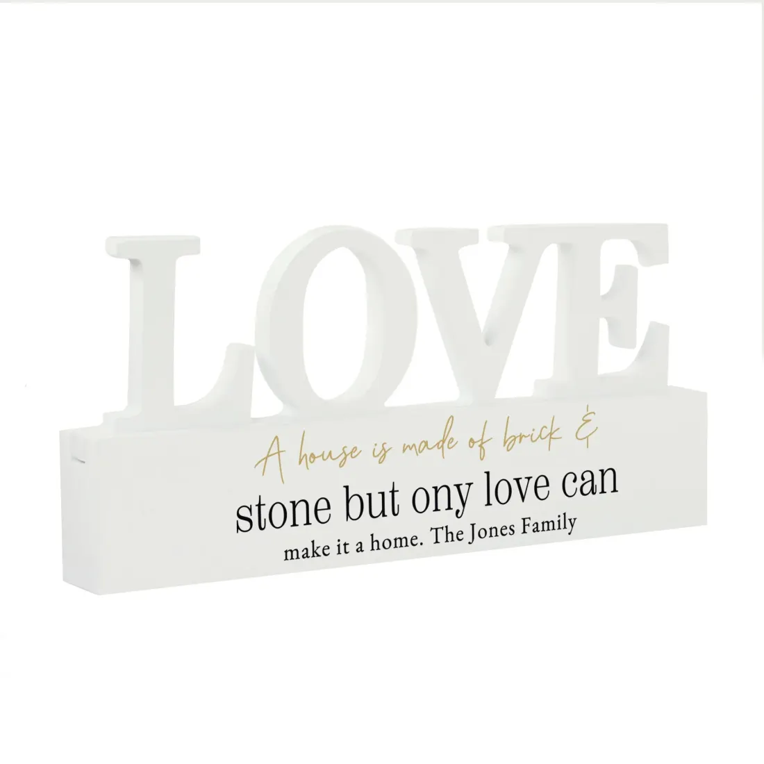 Personalised Black and Gold Free Text LOVE Word Plaque, Custom Couples Home Shelf Sign — photo 5