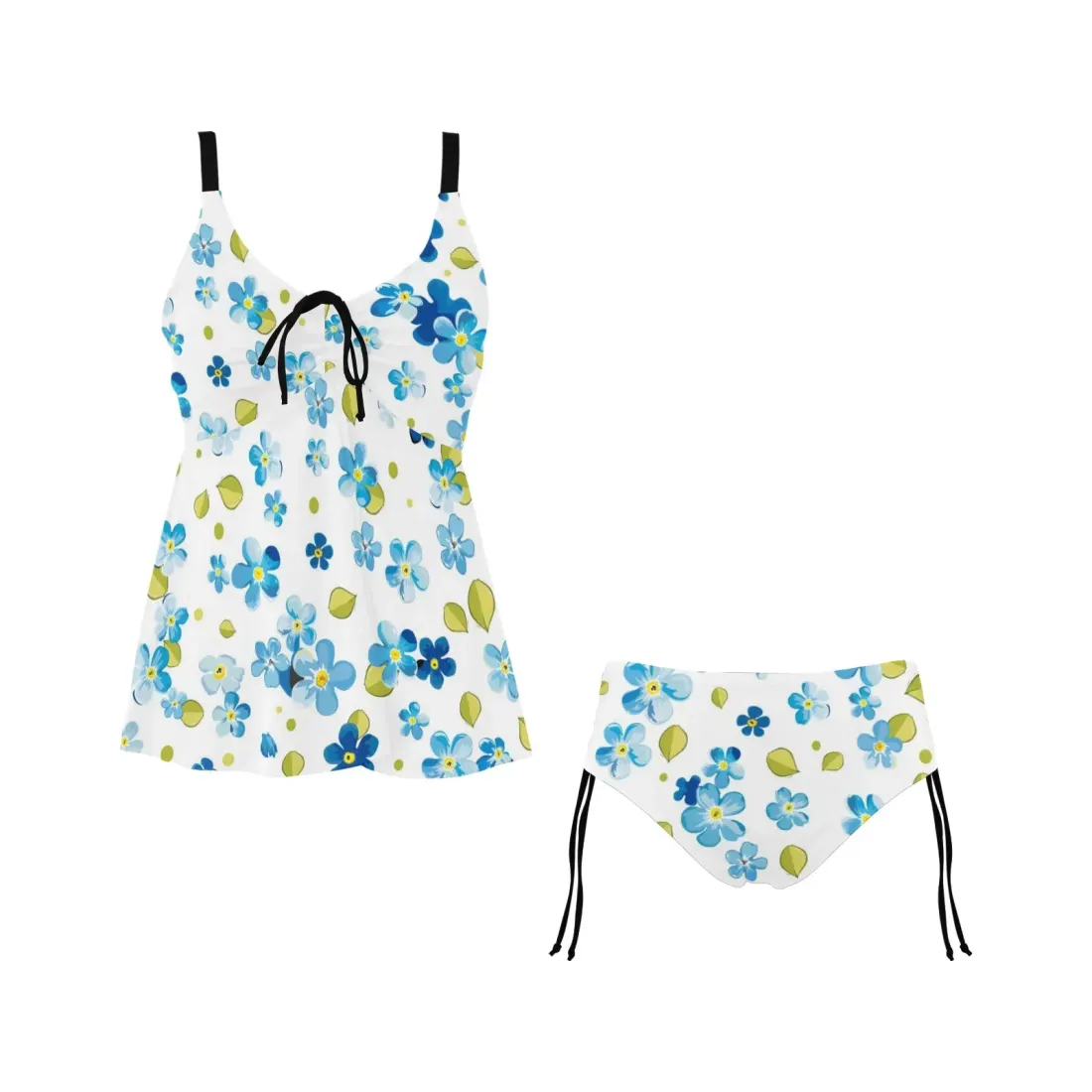 Chest Ruched Drawstring Two Piece Swim Dress (ModelS30) — photo 3