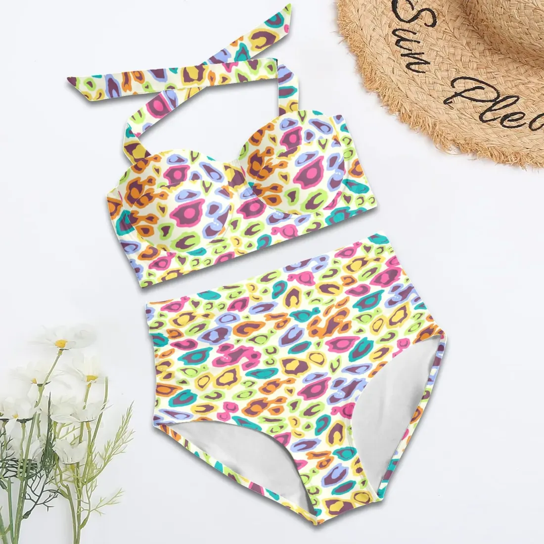 Women's Halter Neck Gather Chest Bikini Swimsuit — photo 4