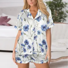 Lapel Pocket Button Short Pajama Sets thumbnail 1