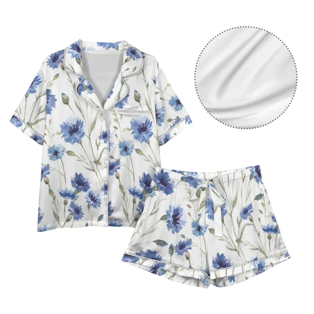 Lapel Pocket Button Short Pajama Sets — photo 4