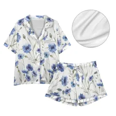 Lapel Pocket Button Short Pajama Sets thumbnail 4