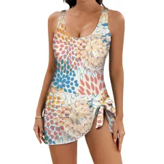 Women's One Piece Skirted Swimsuit (Model S54) thumbnail 1