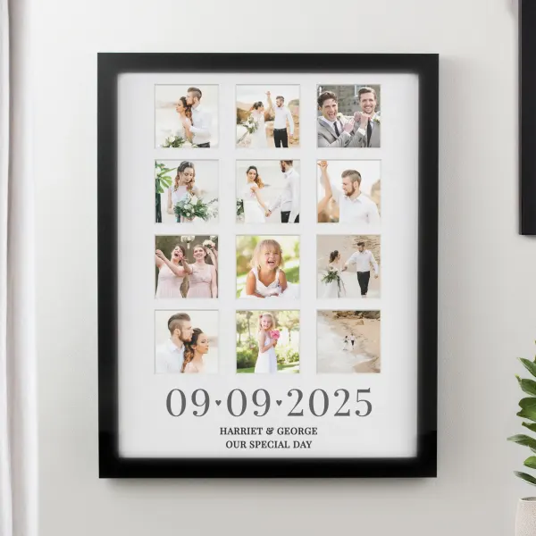 Personalised Special Date Multi Photo Frame, Custom Wedding Collage Gift, Engraved Anniversary Keepsake