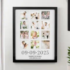 Personalised Special Date Multi Photo Frame, Custom Wedding Collage Gift, Engraved Anniversary Keepsake thumbnail 1