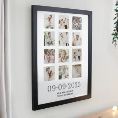 Personalised Special Date Multi Photo Frame, Custom Wedding Collage Gift, Engraved Anniversary Keepsake thumbnail 4