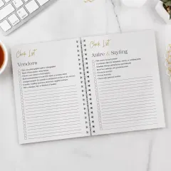 Custom Names Engagement Gift Notebook, Personalised Black and Gold Inclusive A5 Wedding Planner thumbnail 4