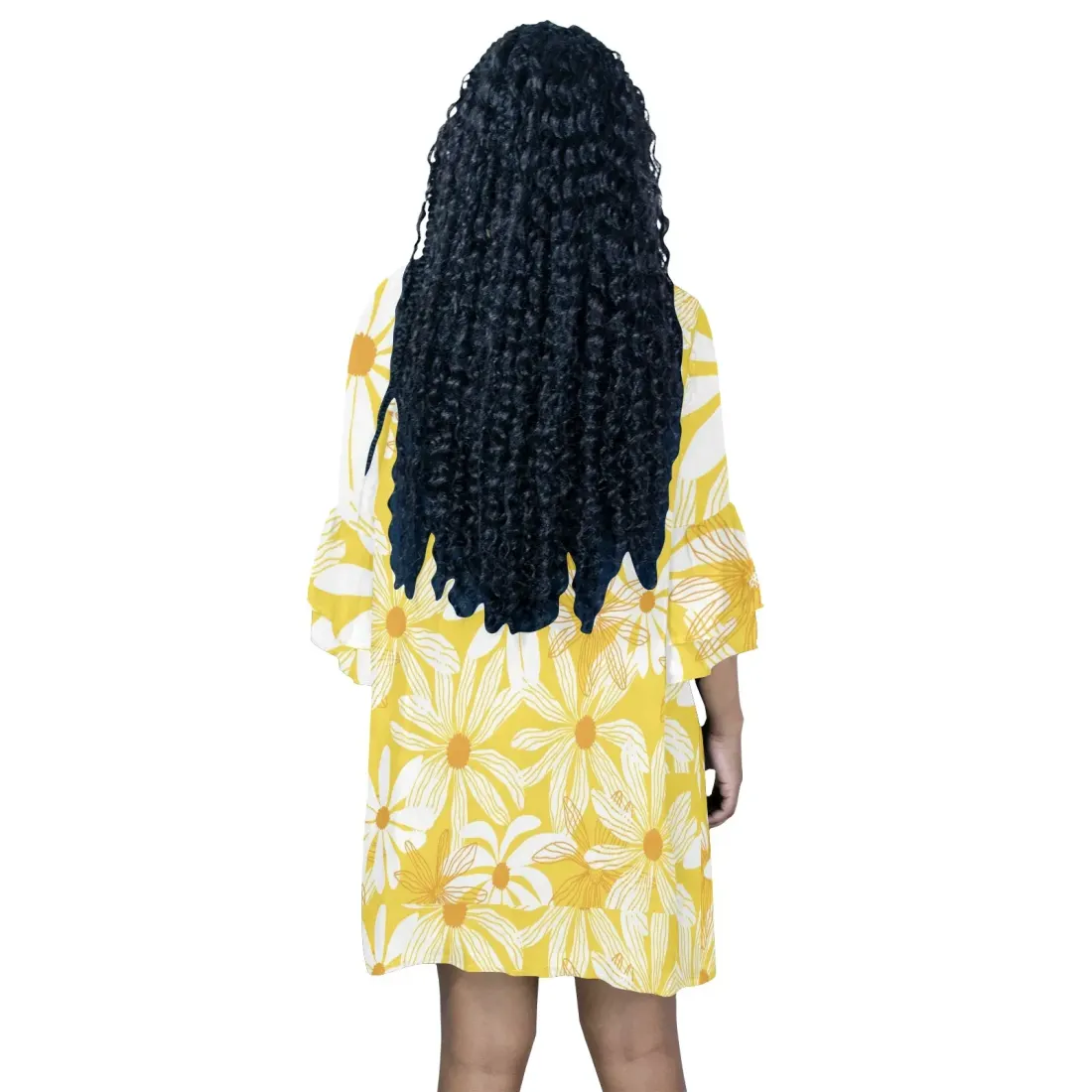 Half Sleeves V-Neck Mini Dress (Model D63) — photo 4
