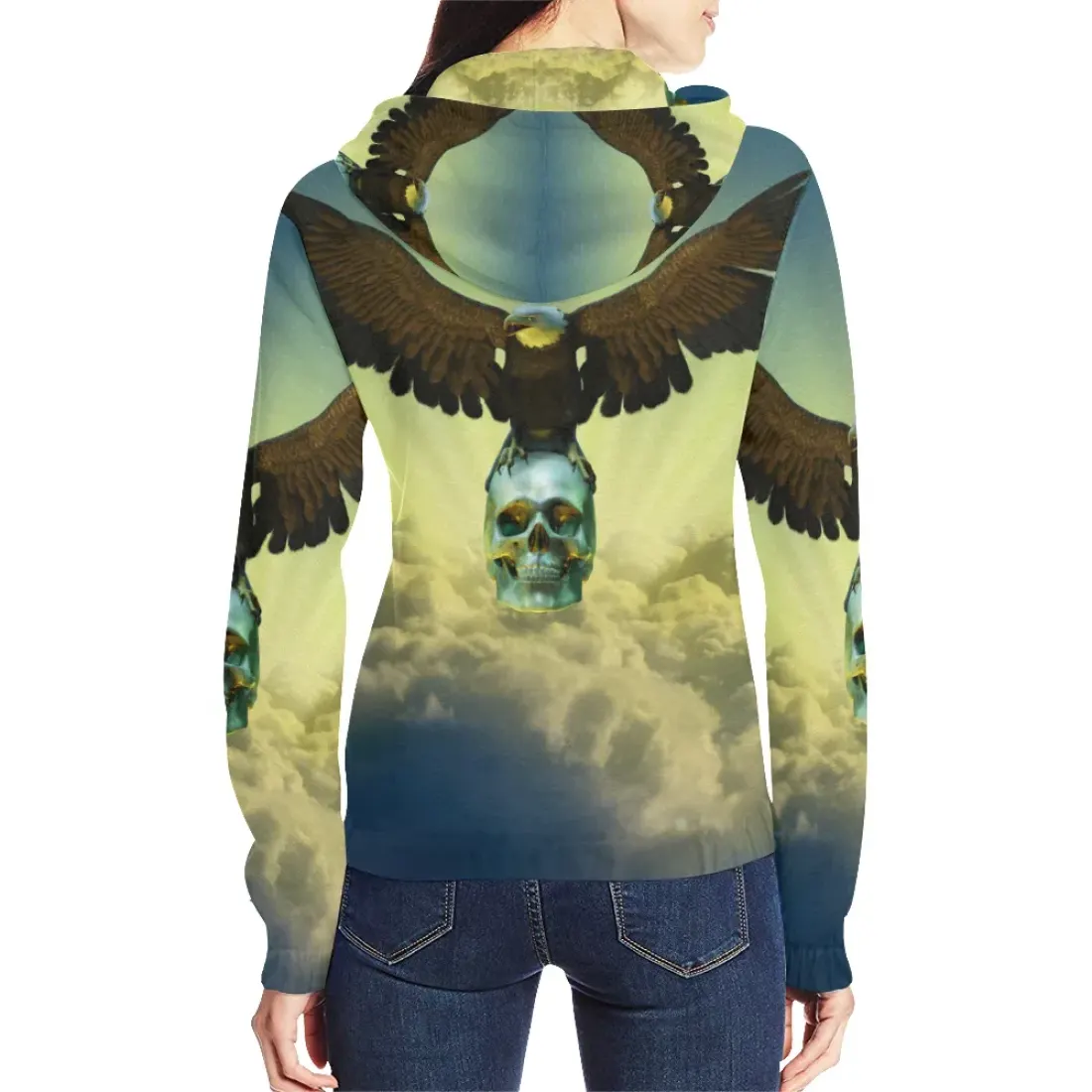 Women's All Over Print Full Zip Hoodie (Model H14) — photo 2