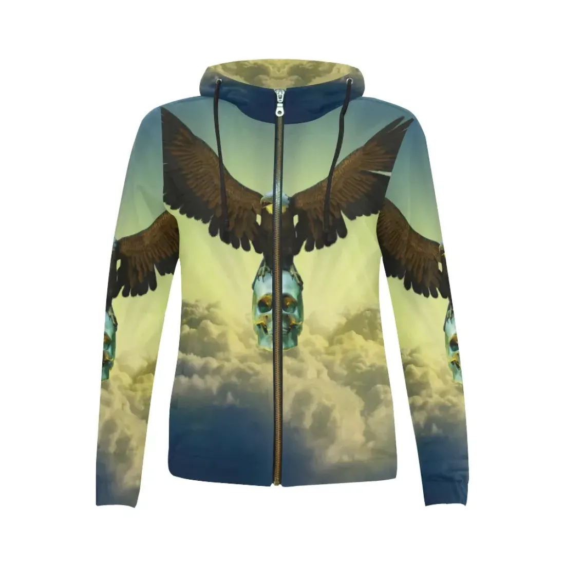 Women's All Over Print Full Zip Hoodie (Model H14) — photo 3
