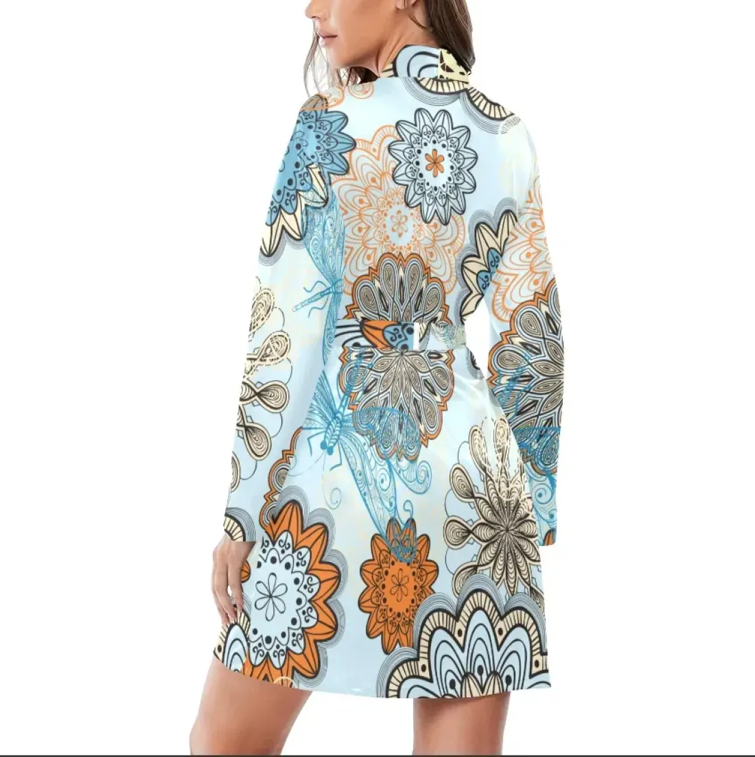 Women's Long Sleeve Belted Night Robe(ModelSets 14) — photo 2