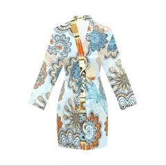 Women's Long Sleeve Belted Night Robe(ModelSets 14) thumbnail 3