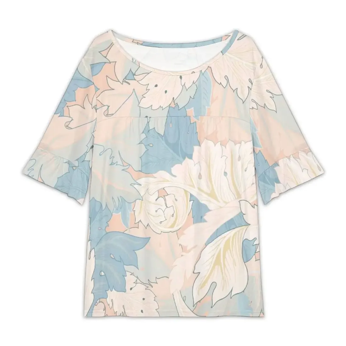 Women's Big Round Neck Ruffle Sleeve T-Shirts — photo 2