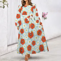 Personalized Round Neck Belted Maxi Dress thumbnail 2