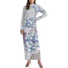 Long-Sleeve Draped Bodycon Dress thumbnail 1