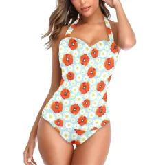 Women's Halter Neck Gather Chest Swimsuit (Model S52) thumbnail 2
