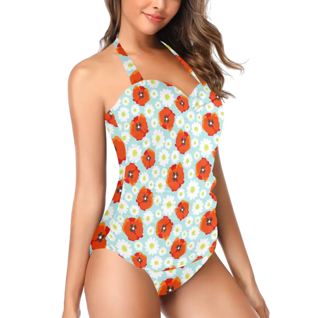 Women's Halter Neck Gather Chest Swimsuit (Model S52) — photo 3