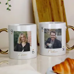 Personalised Photo Upload King and Queen Gold Handle Mug, Custom Playing Card Couple Gift thumbnail 5