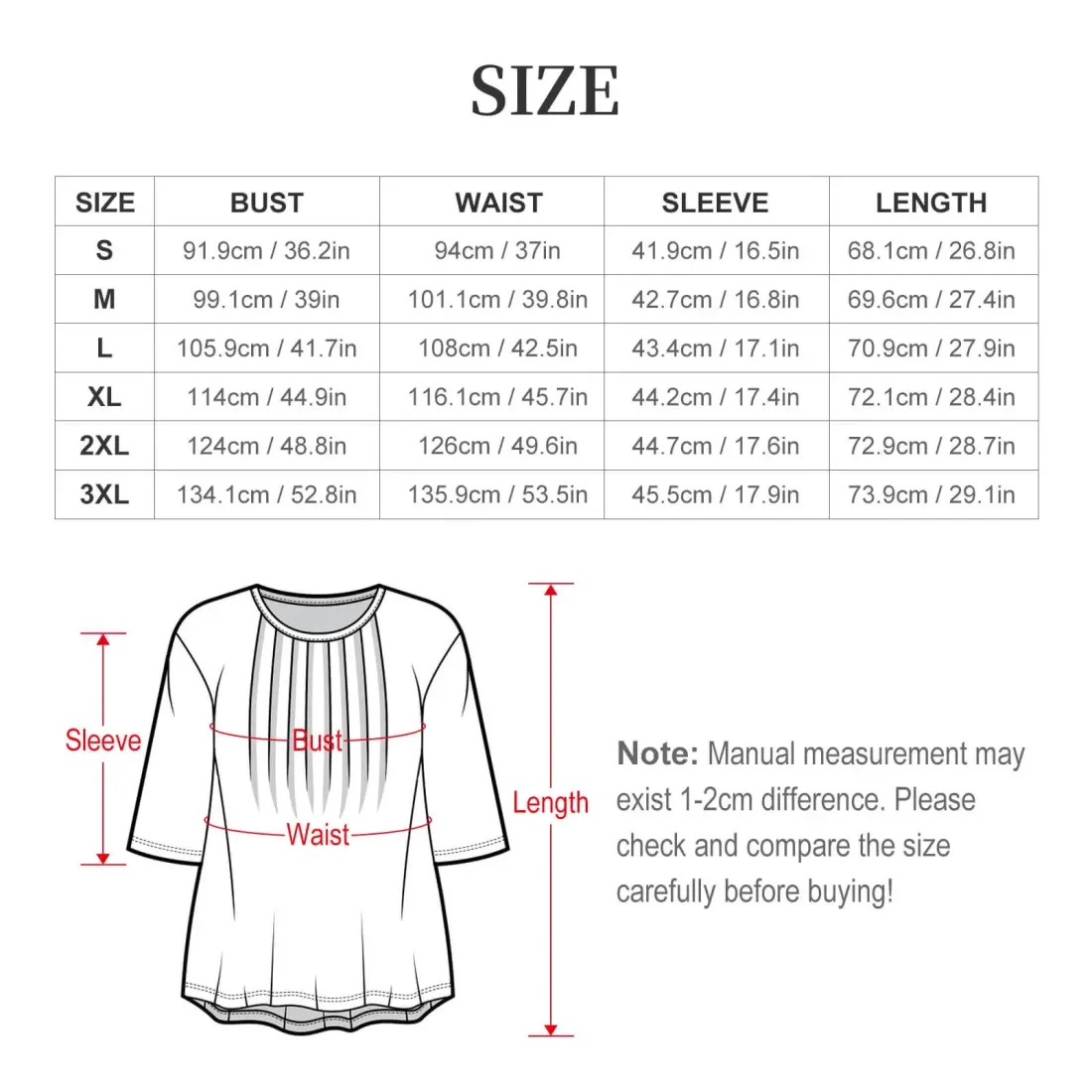 Women's 3/4 Sleeve Pleated Tunic Top — photo 4
