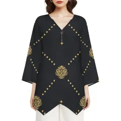 Women's V-Neck Zip Top thumbnail 1