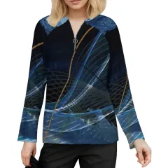 Women's Zip Up Long Sleeve Shirt thumbnail 1