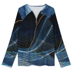 Women's Zip Up Long Sleeve Shirt thumbnail 2