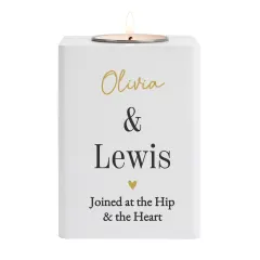 Personalised White Wooden Tealight Holder, Black Gold Design, Custom Text Gift thumbnail 5
