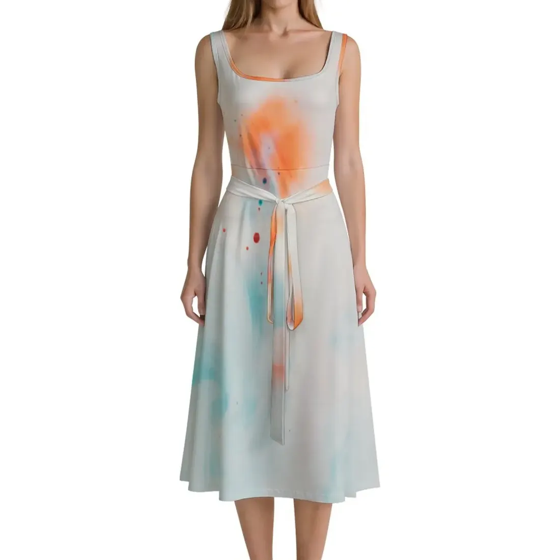 Tie Waist Sleeveless Dress