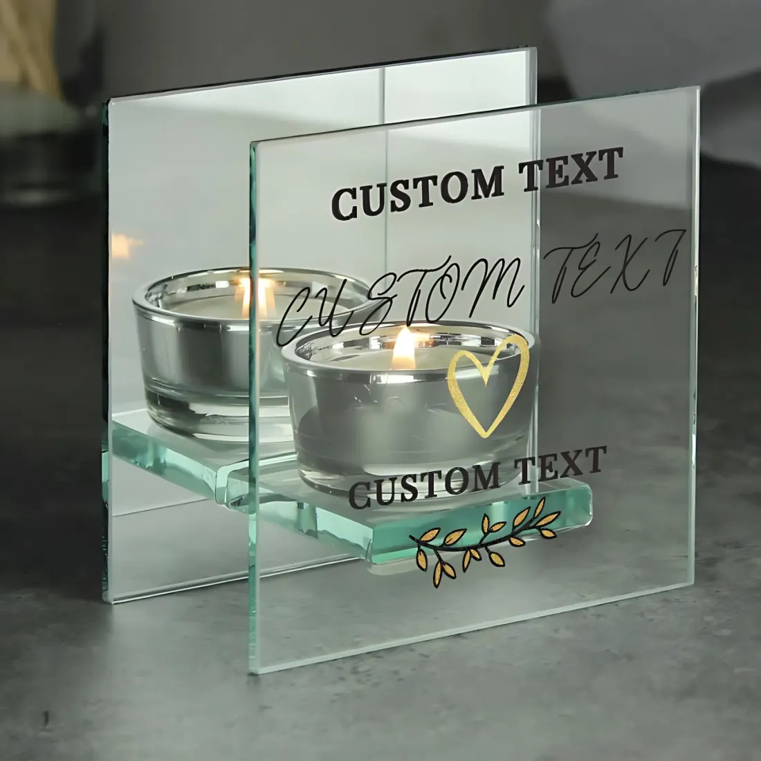 Personalised Wedding Mirrored Tealight Holder, Mr & Mrs Glass Candle Gift with Name and Date — photo 2