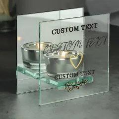 Personalised Wedding Mirrored Tealight Holder, Mr & Mrs Glass Candle Gift with Name and Date thumbnail 2