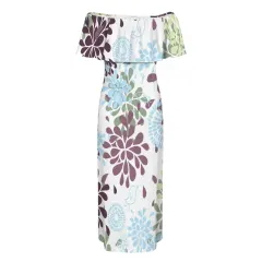 Women's Off Shoulder Ruffle Boat Neck Dress (Model D71) thumbnail 5