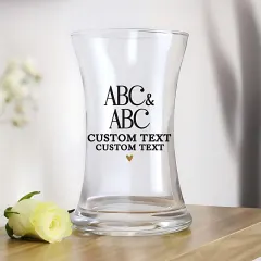 Personalised Couples Waisted Vase, Custom Names Wedding Glass, Mr & Mrs Gift UK thumbnail 2