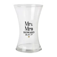 Personalised Couples Waisted Vase, Custom Names Wedding Glass, Mr & Mrs Gift UK thumbnail 6