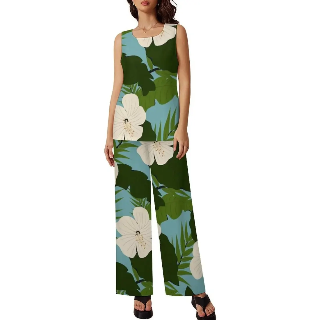 Chiffon Sleeveless Top and Pants Set