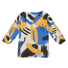 Women's Loose V-Neck Long Puff Sleeve Top (Model H70) thumbnail 4