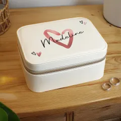 Personalised Heart Travel Jewellery Box, Custom Name Faux Leather Case, Gift for Her UK thumbnail 6