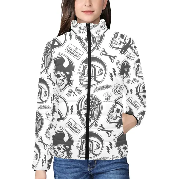 Women's Stand Collar Padded Lightweight Bomber Jacket(ModelH41)