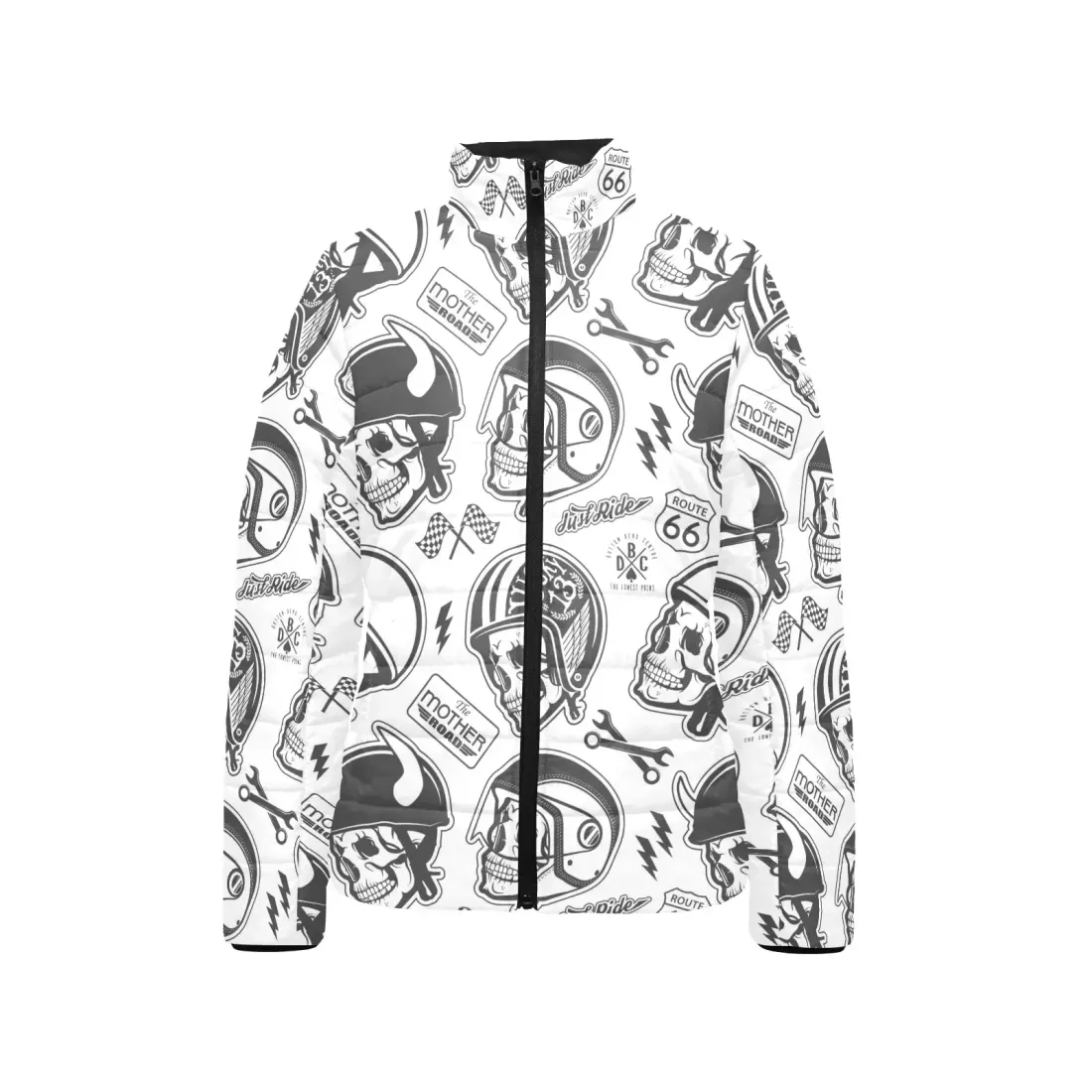 Women's Stand Collar Padded Lightweight Bomber Jacket(ModelH41) — photo 3