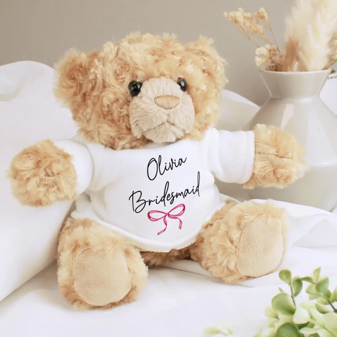 Personalised Flower Girl Bear, Bow Tie Page Boy Teddy, Custom Name Wedding Party Gift — photo 5