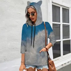 Women's Hoodie with Seven-Quarter Sleeves thumbnail 3
