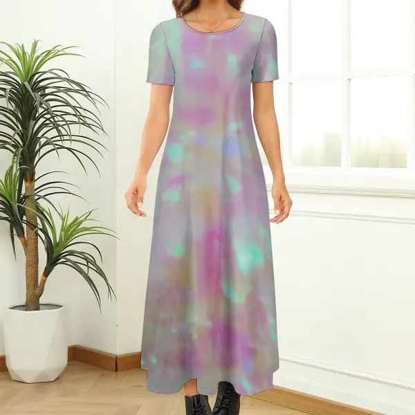Short Sleeve Round-neck Long Dress